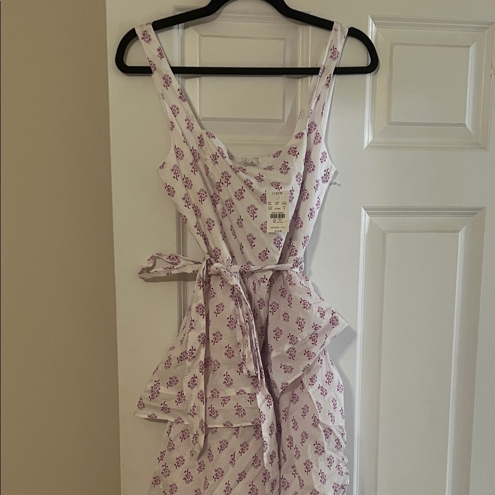 J. Crew White and Purple Floral Dress